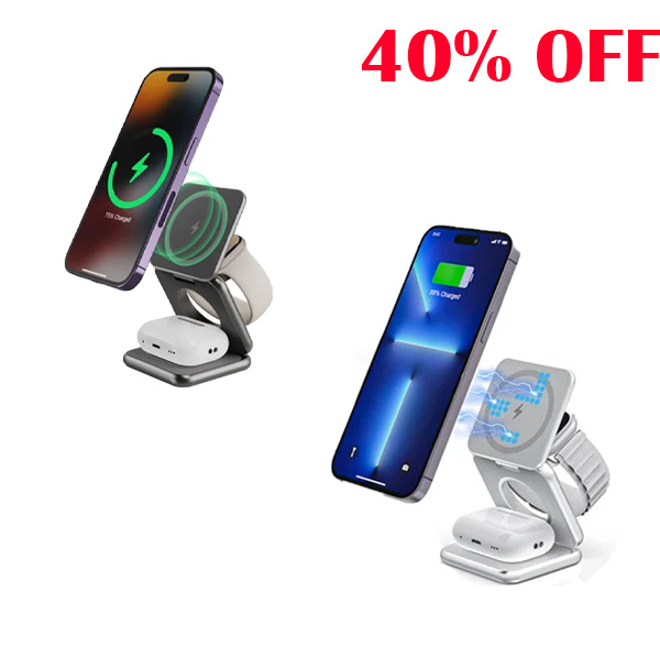 🔥HOT SALE🔥Three-in-one Wireless Charger Fast Charging Foldable Phone Watch And Earphone Universal