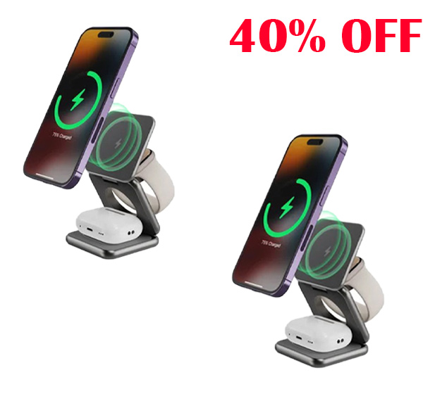 🔥HOT SALE🔥Three-in-one Wireless Charger Fast Charging Foldable Phone Watch And Earphone Universal