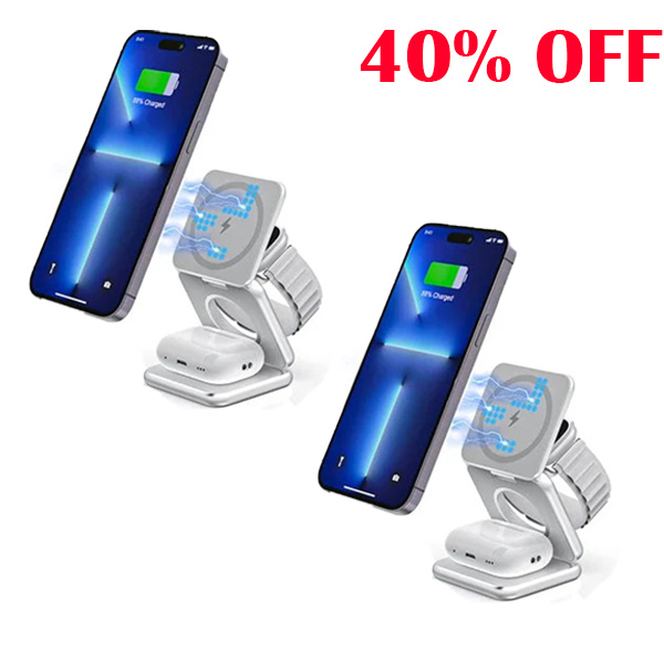 🔥HOT SALE🔥Three-in-one Wireless Charger Fast Charging Foldable Phone Watch And Earphone Universal
