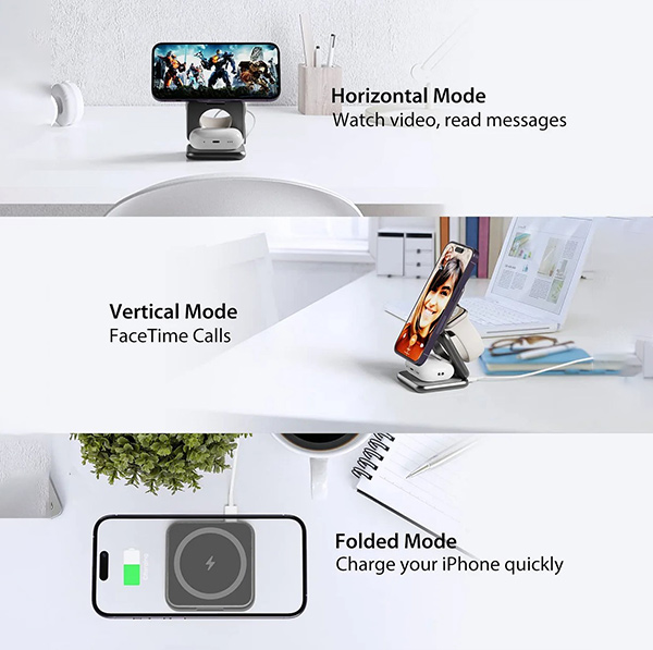 🔥HOT SALE🔥Three-in-one Wireless Charger Fast Charging Foldable Phone Watch And Earphone Universal