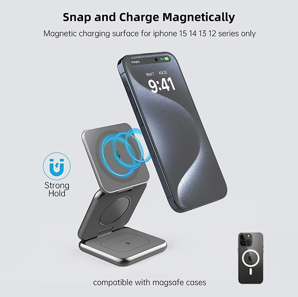 🔥HOT SALE🔥Three-in-one Wireless Charger Fast Charging Foldable Phone Watch And Earphone Universal